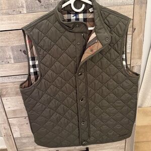 NWT Burberry Quilted Olive Green Vest